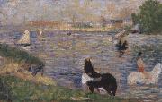 Georges Seurat Horses in the Seine France oil painting artist
